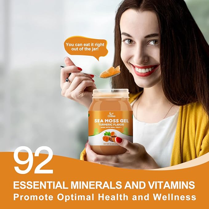 Sea Moss Gel - Sea Moss Gel Raw Made in USA Sea Moss Supplement for Hair & Nails Care Immune Support Sea Moss Turmeric & Ginger Supplement 15OZ