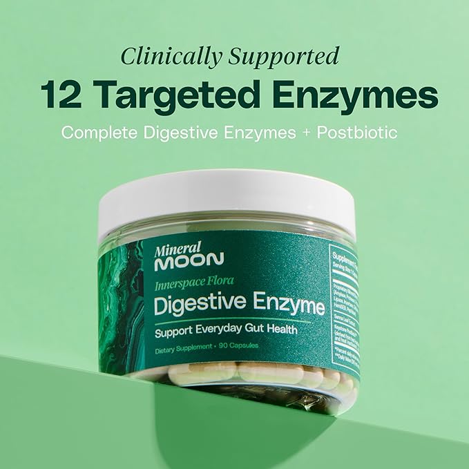Innerspace Flora Digestive Enzymes for Men and Women with 12 Enzymes for Digestion and Senna Leaf Extract – Supports Gut Health, Digestion Supplement, Nutrient Absorption - 90 Capsules
