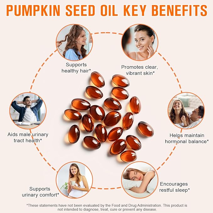 WHLH & WELL-BEING Pumpkin Seed Oil Capsules, Pumpkin Seed Oil for Hair Growth, 1000mg Per Serving, 300 Count