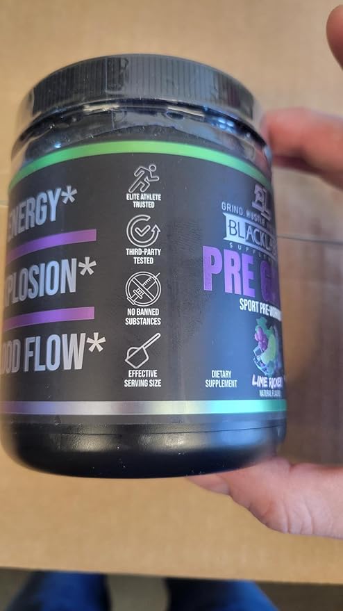 BLACKLABEL Supplements PRE-Game Pre Workout Powder, Lime Rickey (40 Servings) – NSF Certified for Sport – Customizable 150mg Caffeine for Energy and Focus – Low-Stimulant Pre Workout for Men and Women