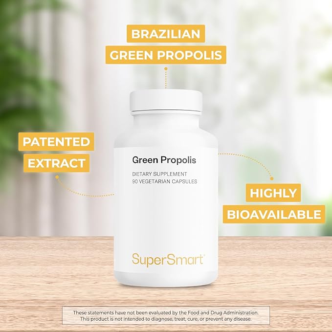 Supersmart - Green Propolis Supplement 1200mg per Day (Patented) - Natural Green Propolis Extract Brazil | Non GMO & Gluten Free - 90 Vegetarian Capsules