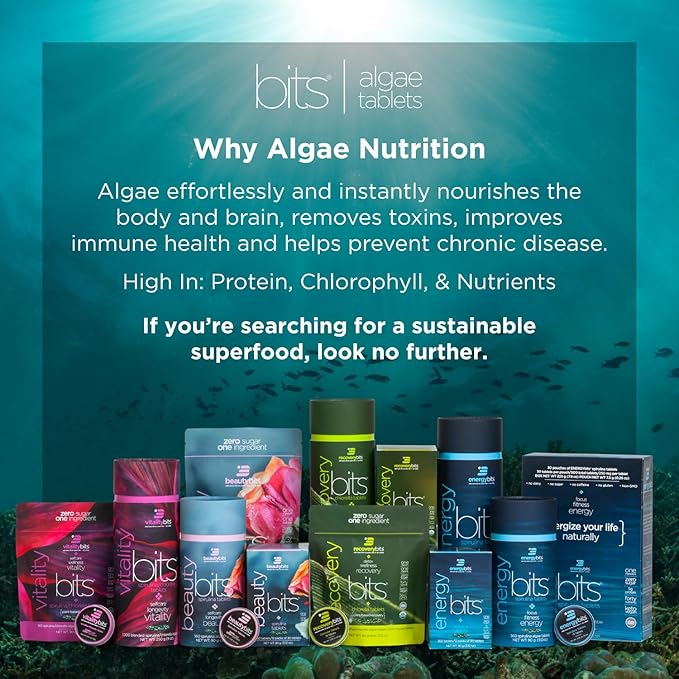 RECOVERYbits - Organic Chlorella Tablets - Plant-Based Algae Superfood - Chlorophyll - Cracked Cell Wall - Energy - Immune System - Detox - Keto - Vegan - Non-GMO - Large Canister - 1000 Tablets
