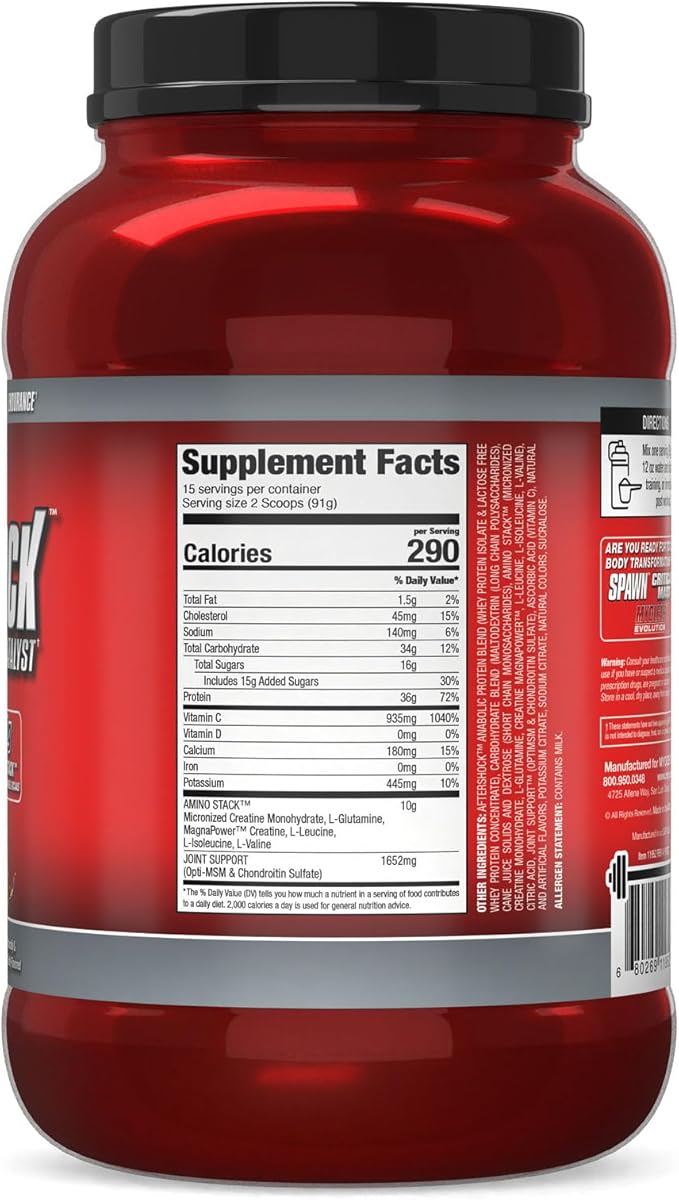 MYOGENIX Aftershock Post Workout, Muscle Growth Whey Protein Powder | Anabolic Whey Protein and Mass Building Carbohydrates | Amino Stack Creatine and Glutamine Plus BCAAs | Pina Colada 3 LBS