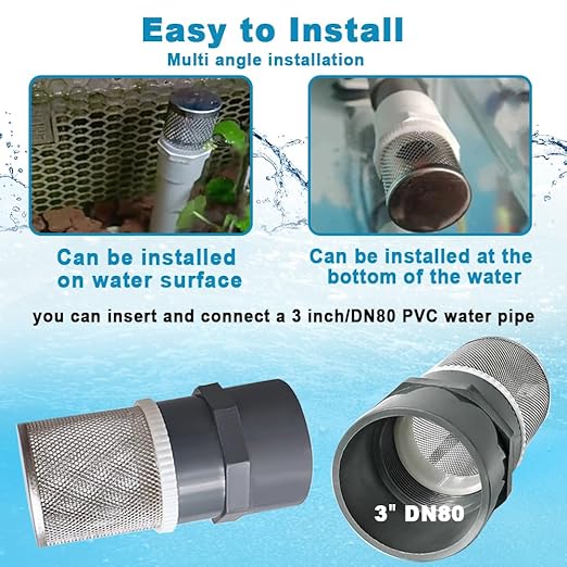 3 inch stainless steel filter DN80/3" Grey PVC Suction Strainers used to remove debris and reduce solid entry (1pcs)