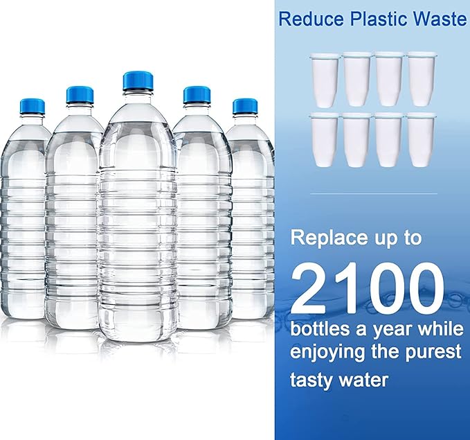 ZR-017 Water Filter Replacement for Water Pitchers and Dispensers, Advanced 6-Stage Filter to Remove 99.9% Lead, Chlorine, Fluoride, Heavy Metals, BPA Free (8 Pack)