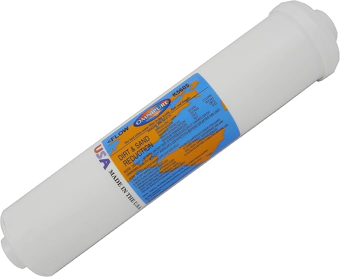 IPW Industries Inc. - Omnipure (K5605-SS) Inline Sediment Filter, 5 Micron Sediment Inline Water Filter, 1/4" FQC Quick-Connect Fittings - 12" x 2.5"