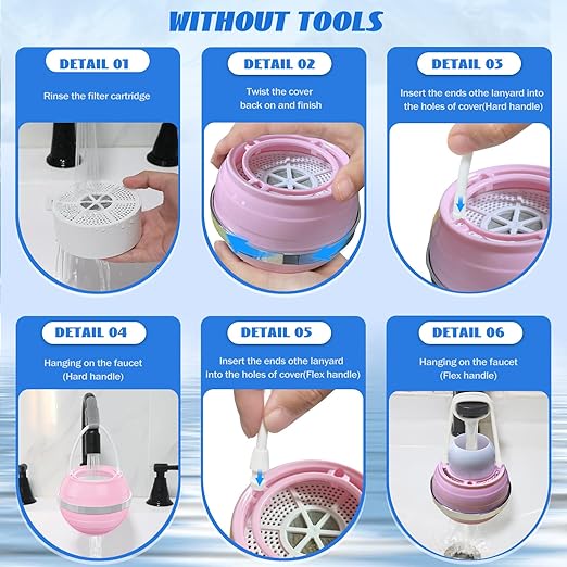 Bath Filter for Tub Faucet Fitespot, Bath Water Filter 2 Filters Cartridges 10 Stages Filtration (Pink)