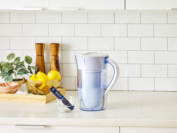 ZeroWater 10-Cup Round 5-Stage Water Filter Pitcher Dispenser with 5-Stage 0 TDS Zero Water Filter – IAPMO Certified to Reduce Metals, Chlorine, Lead, Chromium, and Forever Chemicals PFOA/PFOS