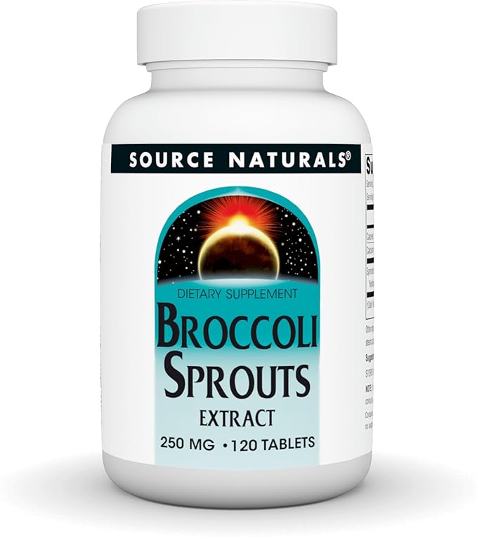 Source Naturals Broccoli Sprouts Extract, Containing Up to 50 Times The Concentration of Isothiocyanates as Mature Broccoli, 250 mg - 120 Tablets
