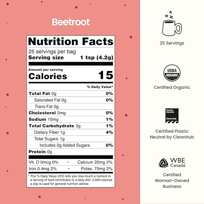 Blume Superfoods Latte - Beetroot Powder, Energy Boosting, Organic Beet Powder, Clove, Cinnamon, Ginger - Vegan, Keto Friendly, Gluten-Free - 25 Servings