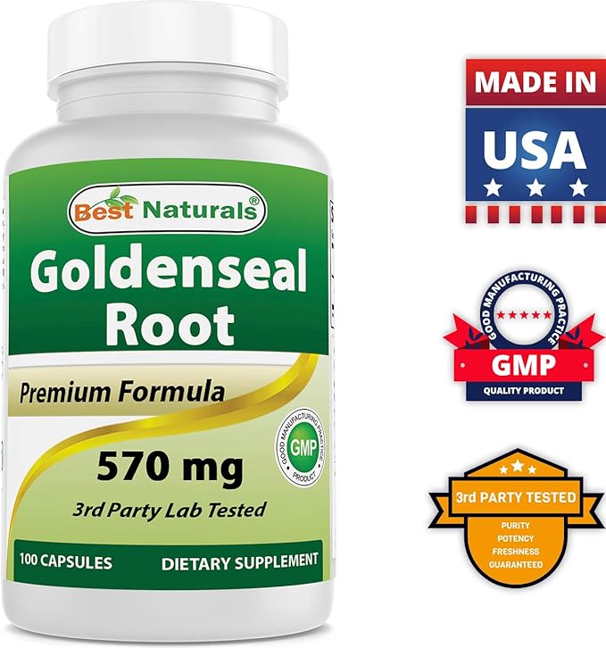 Best Naturals Goldenseal Root 570 mg (Non-GMO) 100 Capsules (100 Count (Pack of 3))