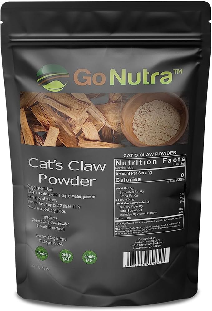 Go Nutra - Cat’s Claw Powder, Pure Cats Claw Herbal Supplement Wildly Harvested from Peru, All Natural UNA de Gato for Water, Tea, Juice, and More, Non-GMO, Gluten-Free, Vegan, 8 oz