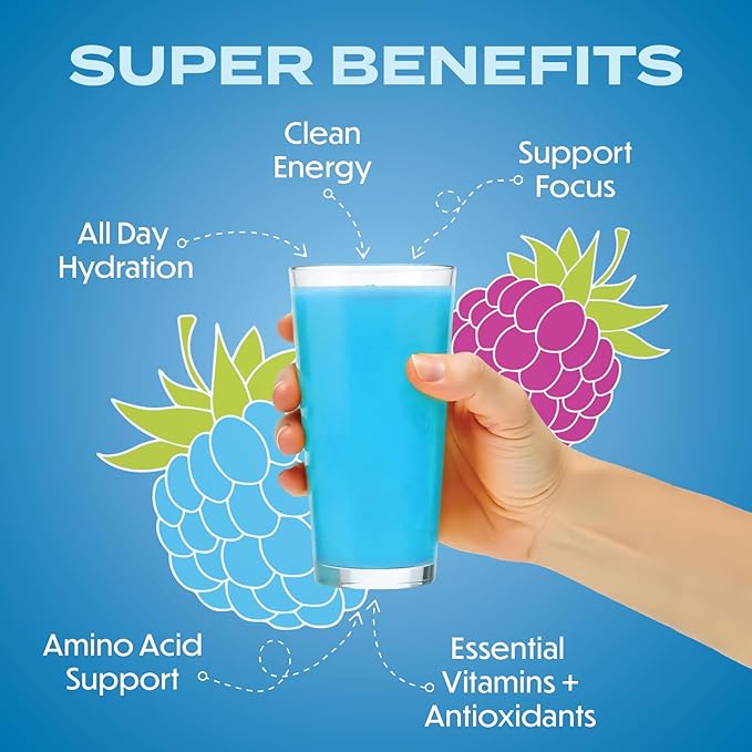 Forgge Healthy Energy Drink Mix - Clean Caffeine + B12, B6, C & D Vitamins - Sugar Free Energy Drink Powder with Electrolytes, Amino Acids, Antioxidants, Lions Mane - Vegan, Keto-Friendly - 30 SVG, Blue Raspberry