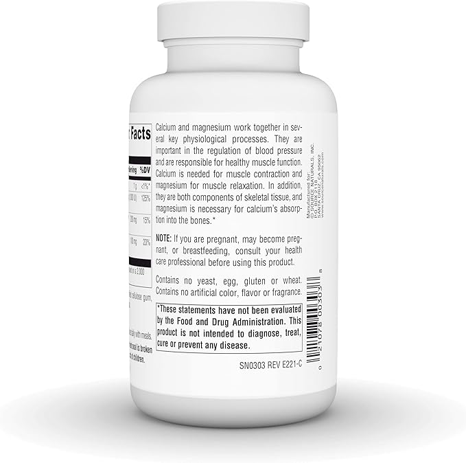 Source Naturals Calcium & Magnesium, Amino Acid Chelate with Vitamin D-3, 300 MG - 100 Tablets