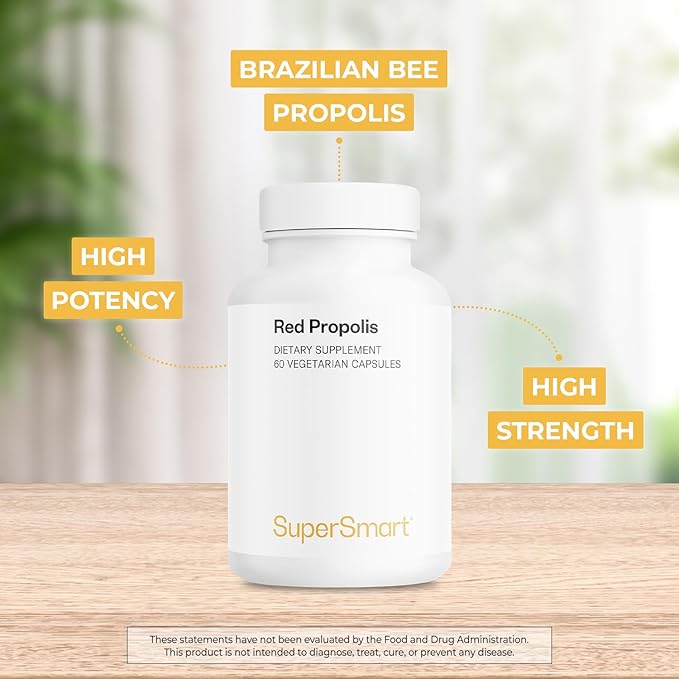 Supersmart - Red Propolis 800mg per Day (High Potency) - Natural Red Propolis Brazil Supplement - 300 Synergistic Antioxidants | Non-GMO & Gluten Free - 60 Vegetarian Capsules
