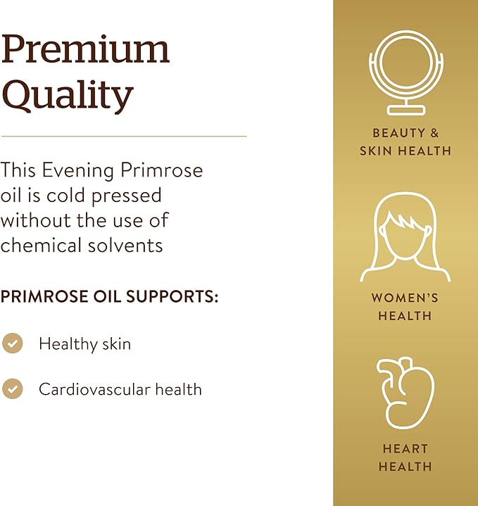Solgar Evening Primrose Oil 1300 mg, 60 Softgels - Promotes Healthy Skin - Nutritional Support for Women - Non-GMO, Gluten Free, Dairy Free - 60 Servings