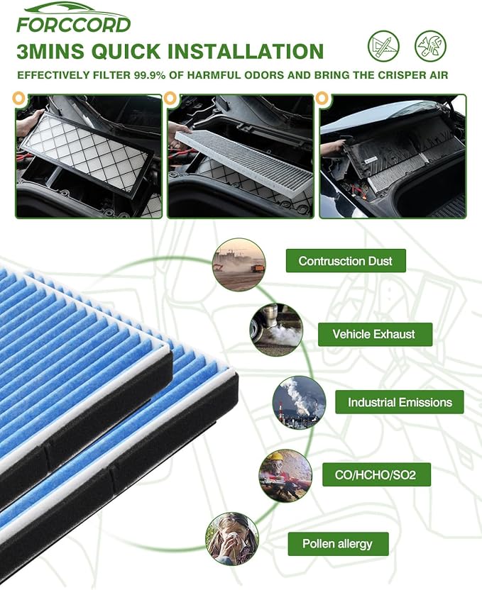 2-Pack CF8392A Cabin Air Filter Fits for Allure, Century, LACrosse, Regal, Impala, Monte Carlo, Oldsmobile Intrigue, Pontiac Grand Prix Activated Carbon Cabin Filter Car Accessories