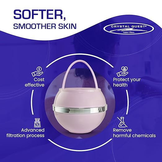 Crystal Quest Bath Ball & Replacement Filter Cartridge Bundle - Water Filter System-Reduce Contaminants for Softer &Smoother Skin-Effortless & Quick Installation|Bundle and Save (Pink)