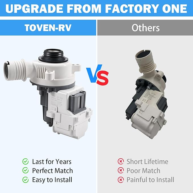 W10919003 W10775446 Washer Drain Pump Assembly Compatible with Whirlpool Kenmore Maytag Crosley Amana Top Load Clothes Washing Machine Replacement Parts AP6038235 EAP11770076 PD00042517 PS11770076