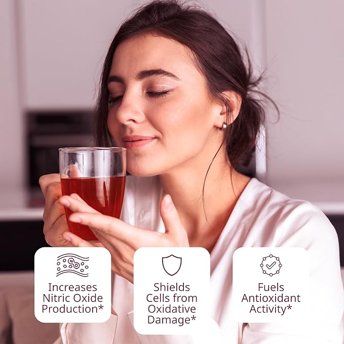 VINIA Cranberry Hibiscus Herbal Tea Bags, Made with Organic Herbal Tea, Infused with Piceid Resveratrol for Heart Health, Nitric Oxide, Physical Energy, Alertness, Blood Flow, Keto, Kosher, NON-GMO. 30 Ct