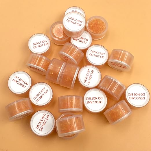 1 Gram 250 Pack Desiccant Packs Food Grade, Silica Gel Capsule with Indicating Silica Gel Beads (Orange to White), Moisture Absorber Packets Silica Gel Packets