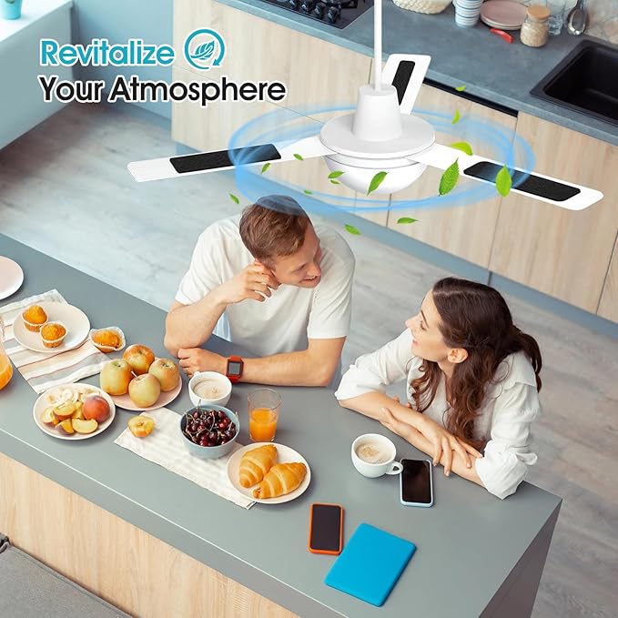 Butto Ceiling Fan Filters for Blades - Strong Adhesive Ceiling Fan Filters for Common Household Contaminants - Unscented Coconut Carbon Fan Air Purifier Pads to Make Air Fresh and Natural (20-Pack)