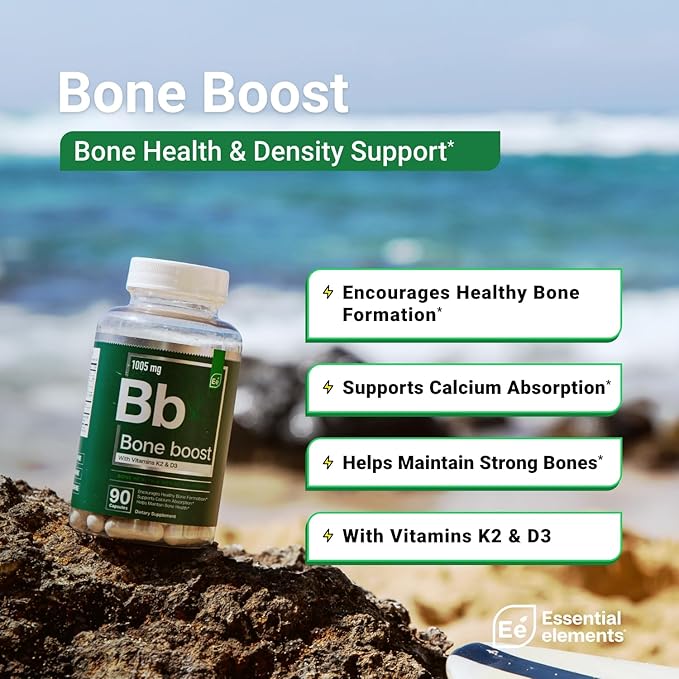 Essential Elements Bone Boost Health Supplement - Bone Support and Calcium Supplement with Vitamin D 3, K2, Cissus Quadrangularis for Bone Strength - 270 Capsules (90 Day Supply) (3-Pack)