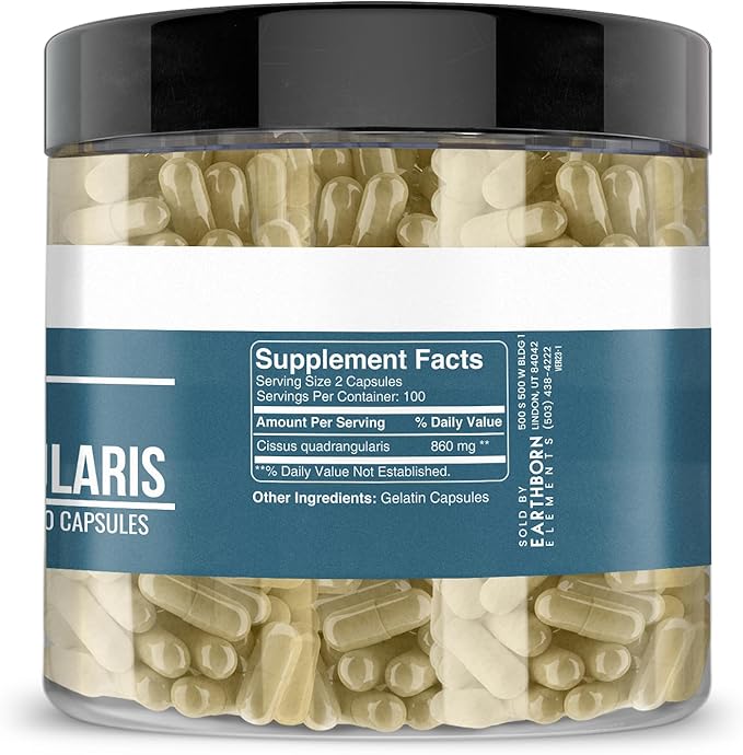 Earthborn Elements Cissus Quadrangularis 200 Capsules, Pure & Undiluted, No Additives