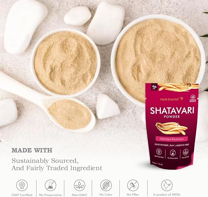 100% Natural Shatavari Powder 1.76 Ounce, Asparagus Racemosus, Pure Herbal Powder for Daily Use, Vegan, No Preservatives - 50g (Pack of 2)