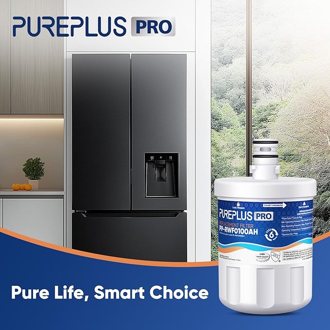 PUREPLUS PRO NSF/ANSI 53&42 Certified Refrigerator Water Filter Replacement for LG LT500P, ADQ72910901, GEN11042FR-08, Kenmore 9890, 469890, HDX FML-1, ADQ72910907 Refrigerator Water Filter, 3Pack