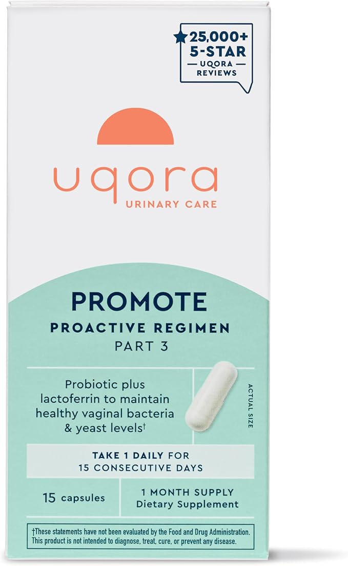 Uqora Promote - Support Vaginal Health* - Probiotic for Women with Lactoferrin, Lactobacillus Acidophilus & Lacticaseibacillus Rhamnosus - Vaginal Probiotics - Gluten-Free - 15 Capsules