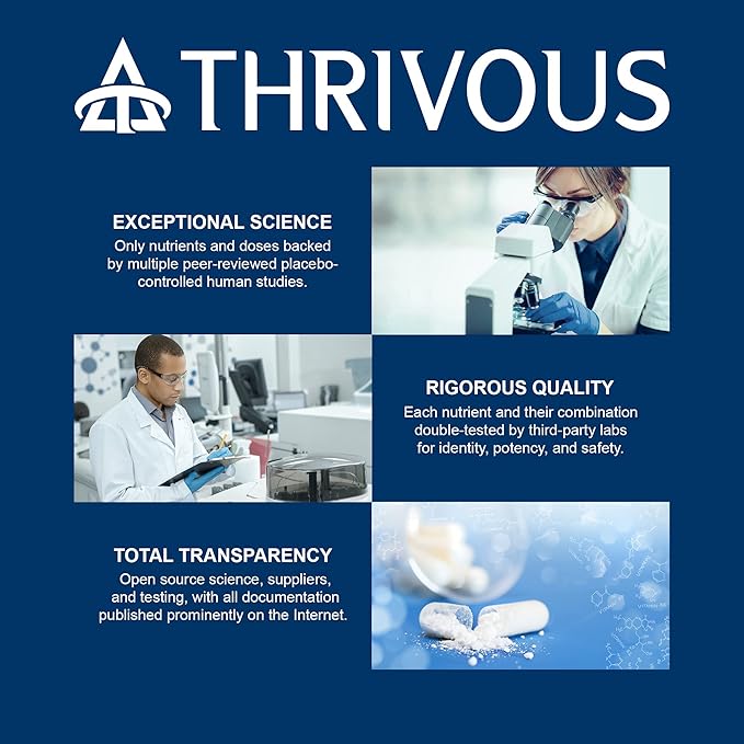 Thrivous Clarity - Enhance Memory, Focus & Mood - Advanced Natural Nootropic Supplement: Synapsa Bacopa, L Theanine, Rhodiola Rosea, Vitamin B Complex, Zinc Picolinate - 60 Capsules