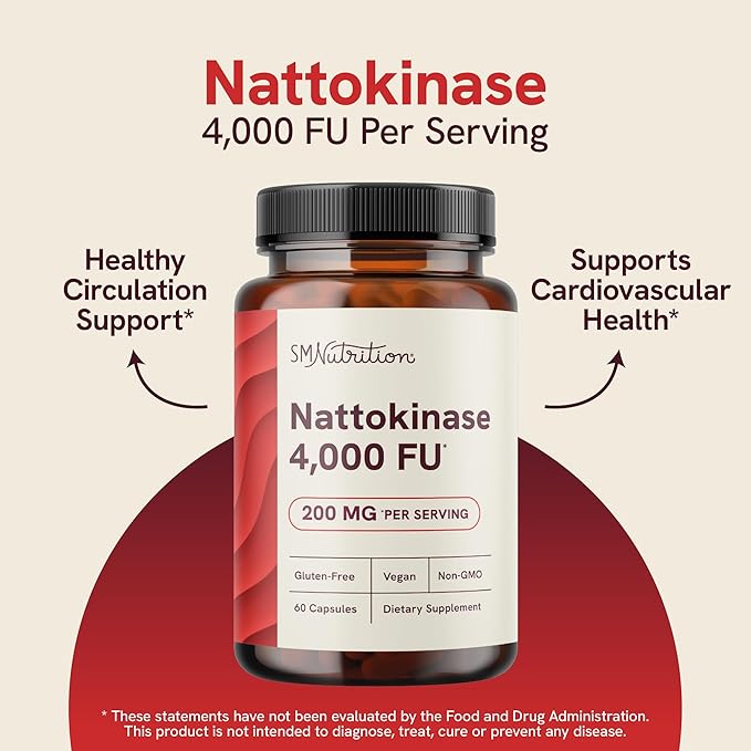 Nattokinase Supplement 4000 FU | Supports Healthy Circulation and Maintains Fibrin Levels | Nattokinase 4000 FU per Serving | Derived from Natto | Vegan & Non-GMO | 60 Capsules (1 Month Supply)
