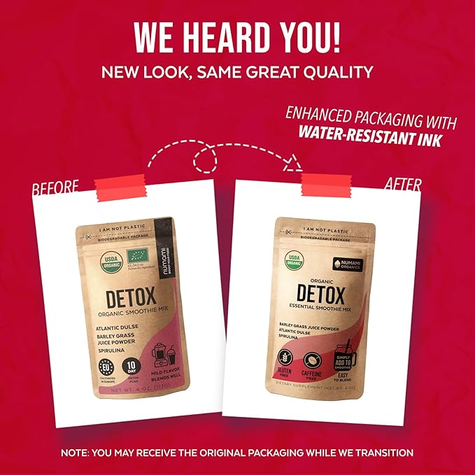 Numami Organic Detox Smoothie Mix with Healthy Spirulina, Atlantic Dulse and Barley Grass Juice Powder