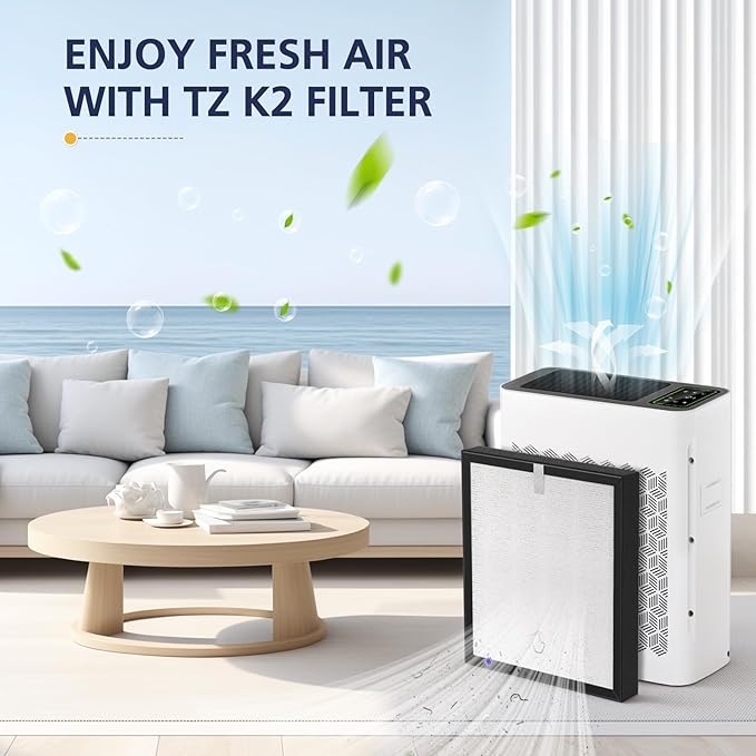 TZ-K2 Replacement Fil-ter Compatible with ToLife TZ-K2 Air Puri-fier for Home Large Room, 3-in-1 HEPA High-Efficiency Activated Carbon TZ-K2-A Fil-ter, 3 Pack
