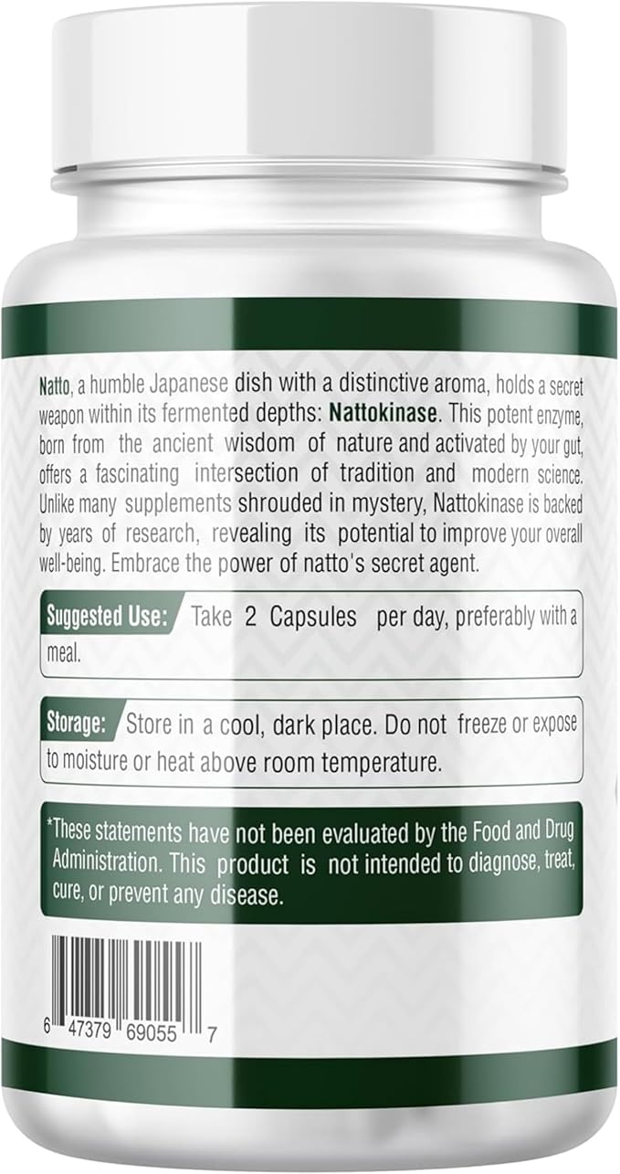 Nattokinase Capsules 4000 FU from Japanese Natto Extract 120 Servings for Wellbeing Support