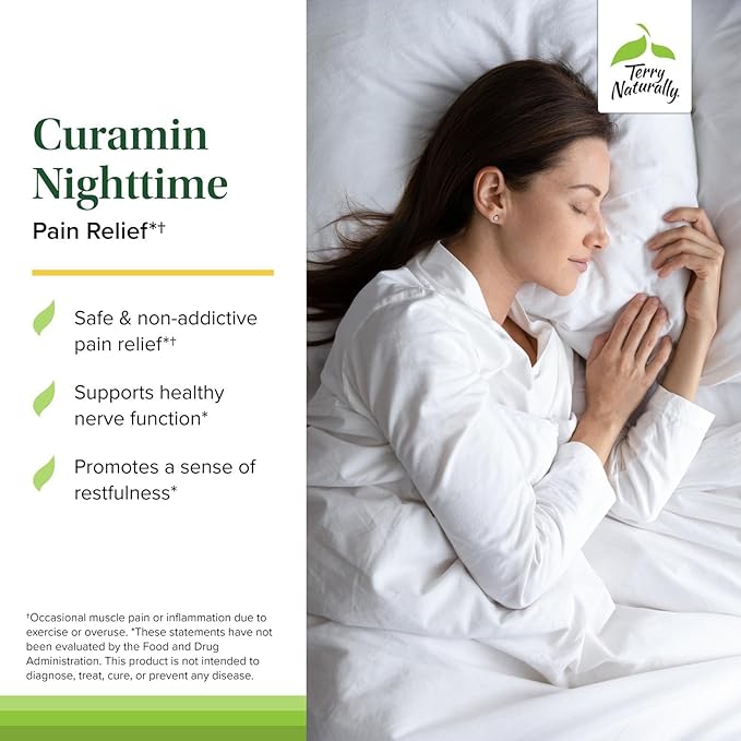 Terry Naturally Curamin Nighttime - Curcumin & DLPA Capsule - Non-GMO Supplement to Support Healthy Sleep & Relaxation - Herbal Supplement with Melatonin - 30 Capsules