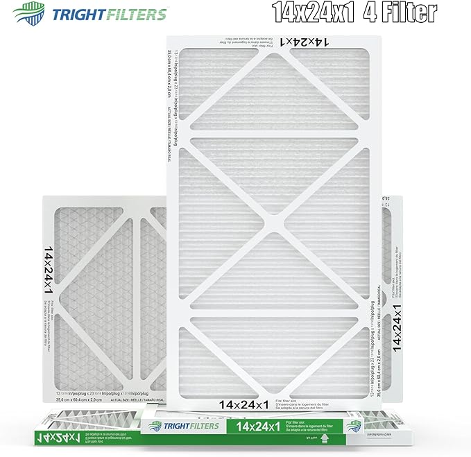 14x24x1 Air Filter 4 Pack, MERV 8 Pleated Dust Defense Air Filters Replacement Air Conditioner HVAC AC Furnace Filter, Durable and Lightweight