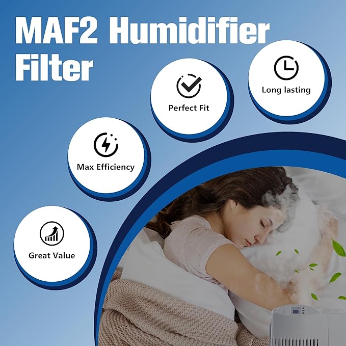 Funmit MAF2 Humidifier Wick Filter (4 Pack) Replacement for Esscik Air AIRCaire MiostAIR MA0800, MA0600, MA0601 15408, Replacement for Kenmore 17006, 29706, 29988 Series Humidifiers