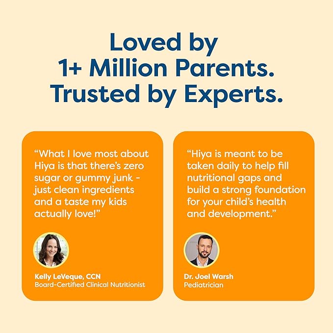 HIYA Kids Immune Support – Vitamin C, Elderberry & Beta Glucans for Ages 2+, Delicious Orange Flavor, 0g Sugar – 20 Stick Packs for Toddlers & Kids
