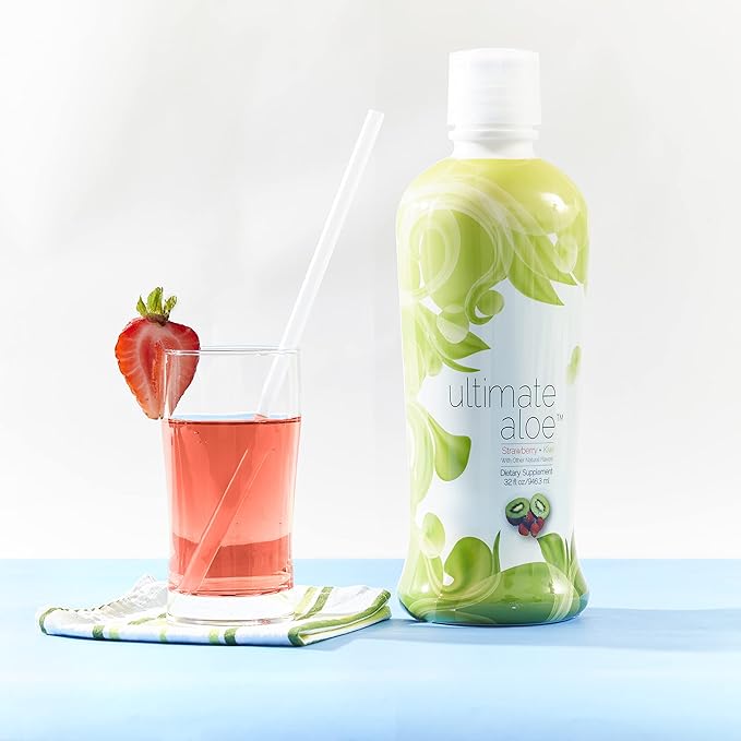 Ultimate Aloe – Aloe Vera Juice for Gut Health, Digestive Comfort, Immune Support, and Nutrient Absorption – Strawberry & Kiwi Flavor – 16 Servings