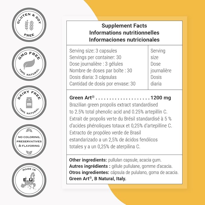 Supersmart - Green Propolis Supplement 1200mg per Day (Patented) - Natural Green Propolis Extract Brazil | Non GMO & Gluten Free - 90 Vegetarian Capsules