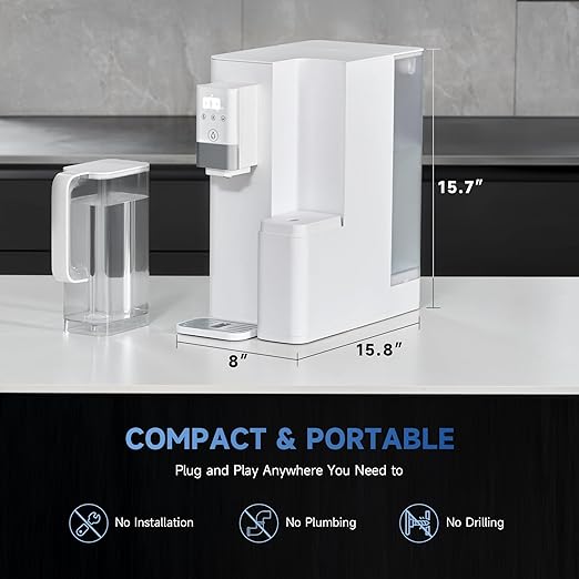 CO-Z Countertop Reverse Osmosis Water Filter, 5-Stage RO Water Filtration System, Portable Water Purifier Dispenser with 5 Temp 3 Preset Volume Options, 4:1 Pure to Drain, NSF/ANSI 58, No Installation
