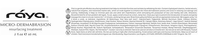 RAYA Microdermabrasion Facial Cream (107), Gentle Resurfacing and Cleansing Solution for Non-Problem Skin, Face Moisturizer, Face Cream for Women, Works to Minimize Fine Lines and Wrinkles, 2oz
