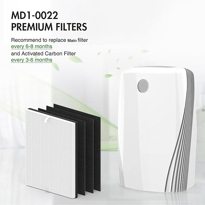 MD1-0022 Air Purifier Filter for Vornado AC300/AC350/AC500/AC550 & PCO200/PCO300/PCO375DC/PCO500 Series | Includes 2x Filters + 4x Activated Carbon Filters