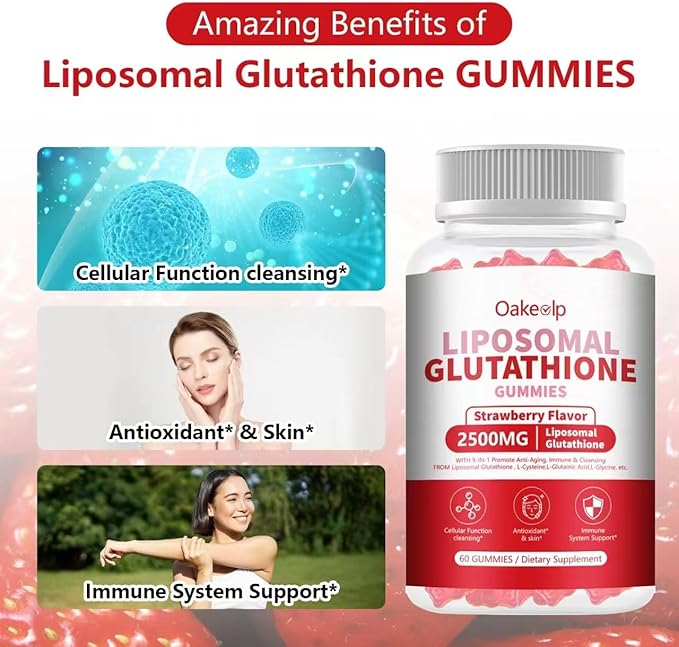 Extra Powerful 2500MG Liposomal Glutathione Gummies for skin whitening,Enhance 98% Absorption-Complex L-Cysteine,L-Glycine,Milk Thistle for Support Liver Function, Antioxidant for Aging Alleviation