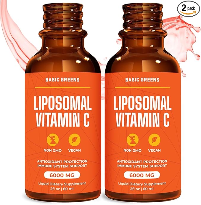 Liposomal Vitamin C Liquid 6000mg – High Absorption Liquid C Supplement for Immune Support, Antioxidant & Skin Health – Non-GMO, Vegan, Gentle Formula – 4 fl oz