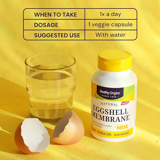 Healthy Origins Eggshell Membrane 500 mg (NEM, Non-GMO, Gluten Free, Joint Support), 60 Veggie Caps