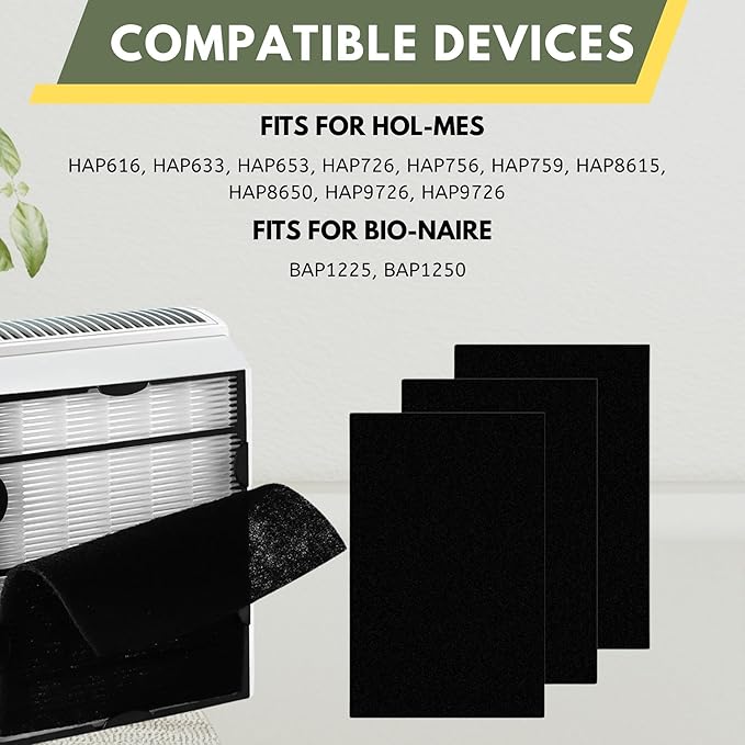 Nispira Carbon Pre Filters Replacement Compatible with Holmes HAPF600DM-U2 HAPF600 HEPA Filter. Replaces Part HAPF60, Filter C, 8 Pack