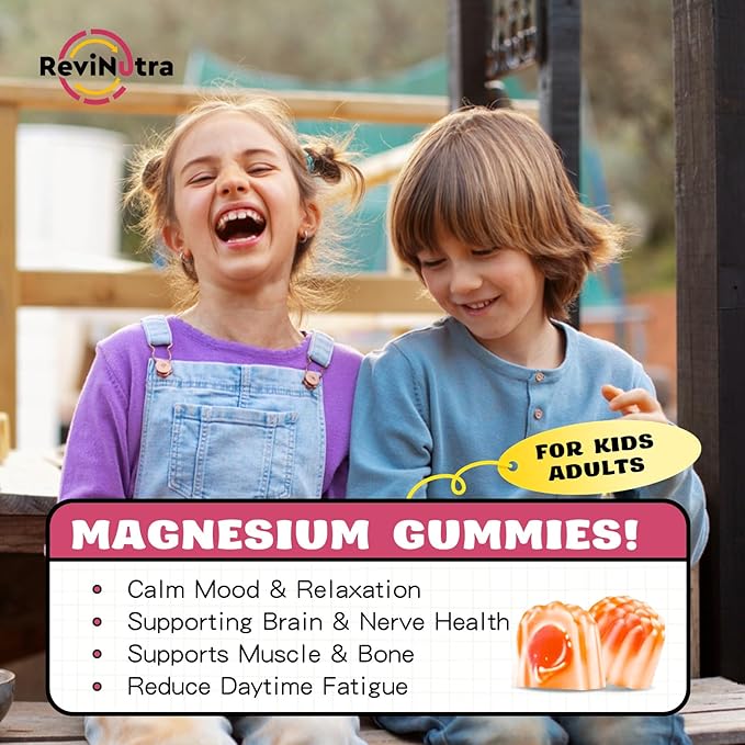 Liposomal Kids Magnesium Gummies- Magnesium Glycinate Gummies for Kids Supplement-w/Omega-3, Vitamin B6, D3- Support Calm Stress Relief, Bones, Mood, Peach & Mango Flavor, 60 Count
